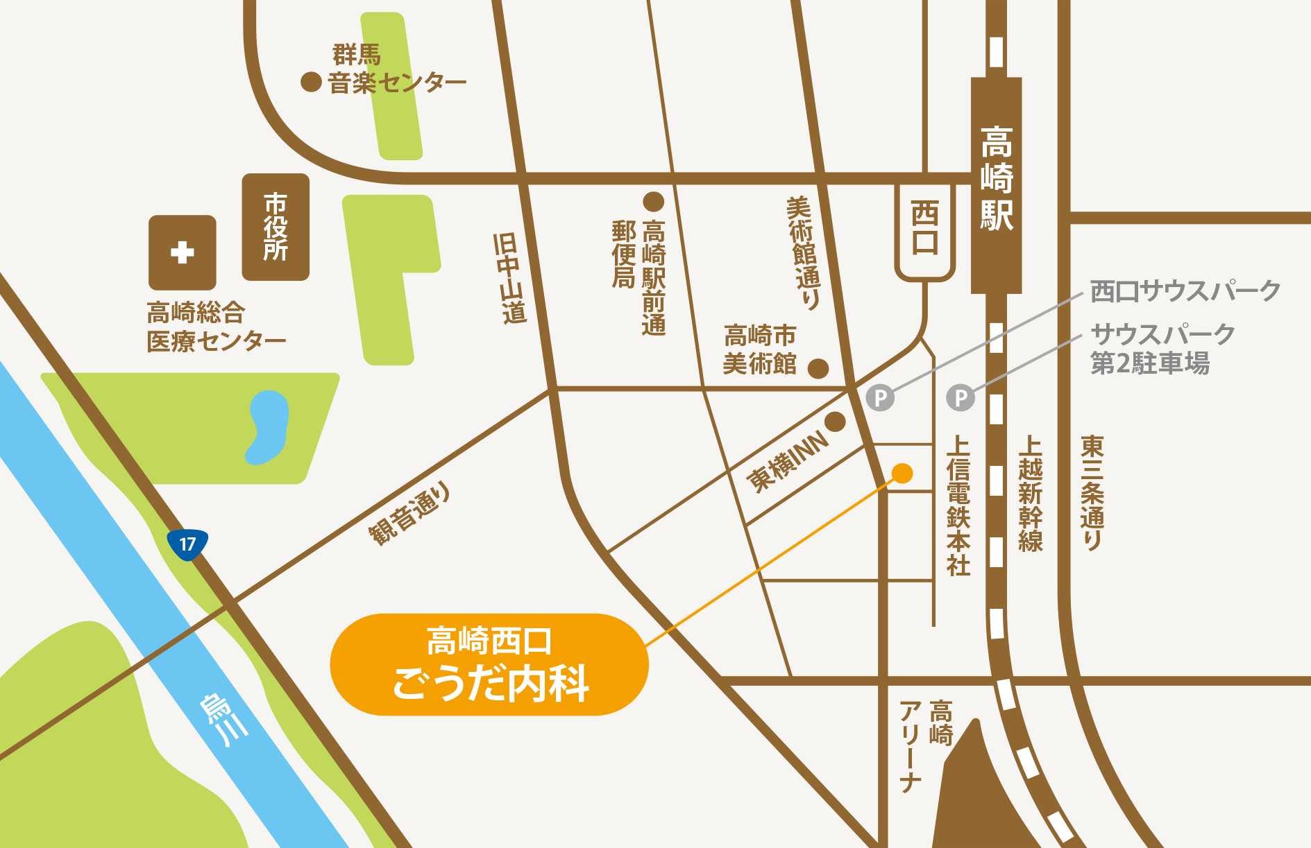 高崎西口ごうだ内科_地図